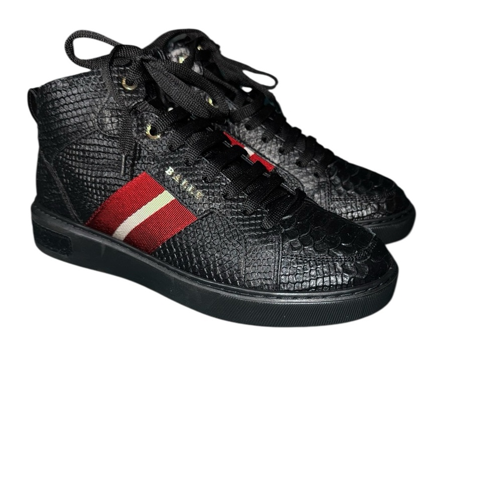 Men’s BALLY Croc Embossed Leather Sneakers US 8.5 - Picture 2 of 9